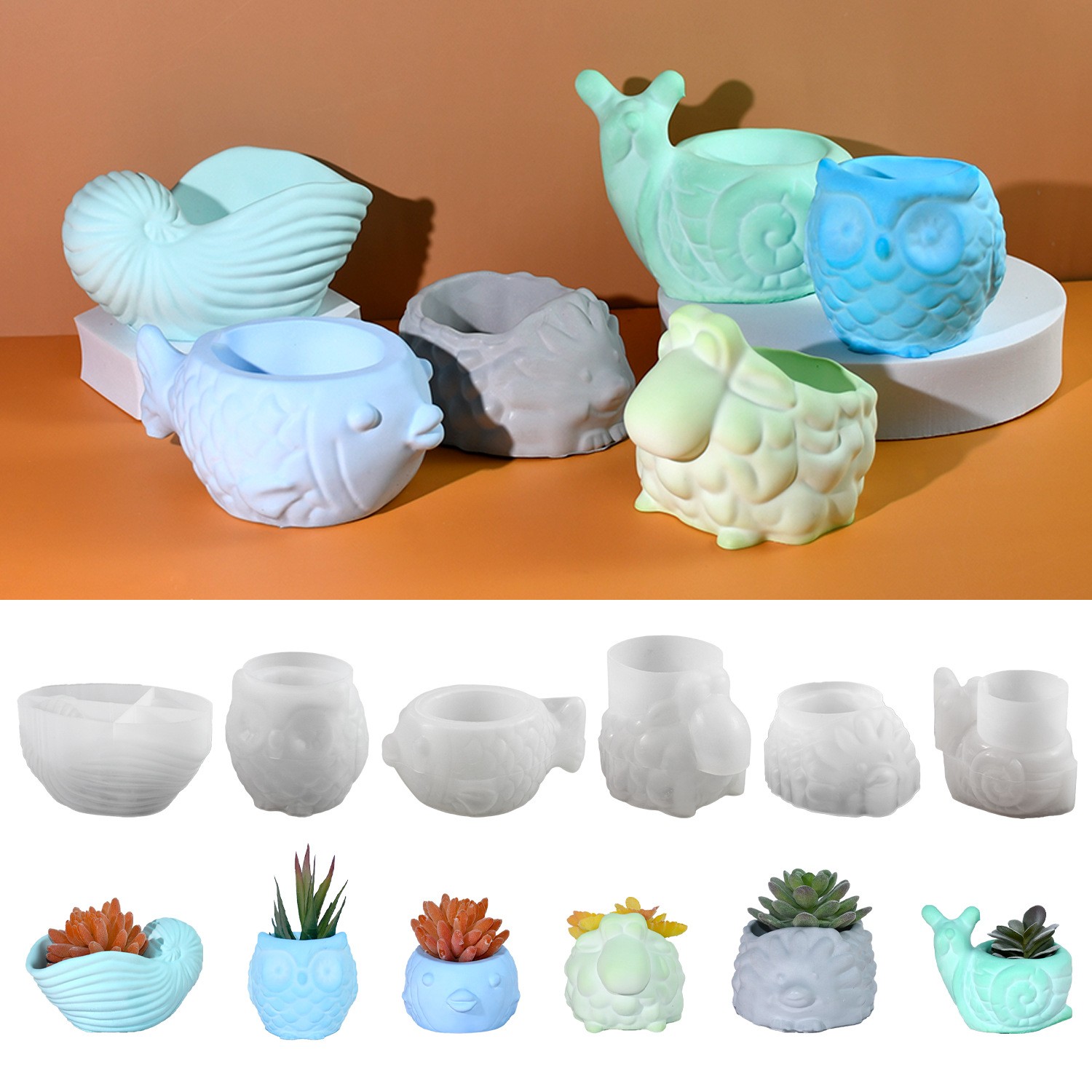 3D Printing Pot - 3D Animal Flower Pot Silicone Mold