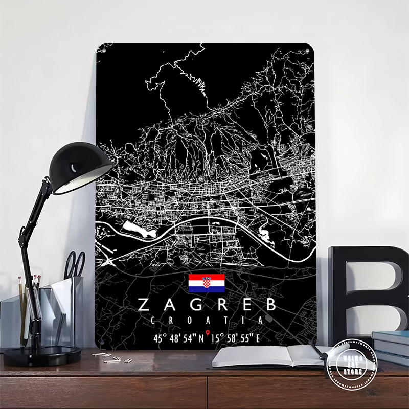 ZAGREB MAP CROATIA Poster Retr - 3D Printing Zagreb review and price
