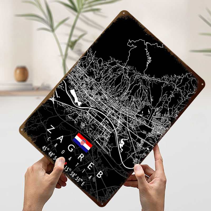 ZAGREB MAP CROATIA Poster Retr - 3D Printing Zagreb review and price