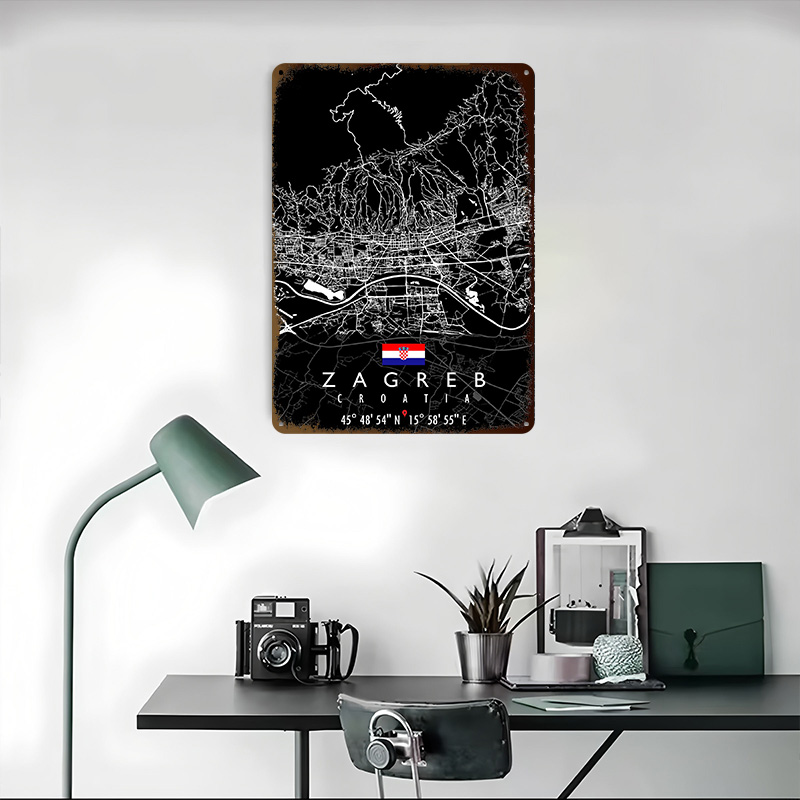 ZAGREB MAP CROATIA Poster Retr - 3D Printing Zagreb review and price